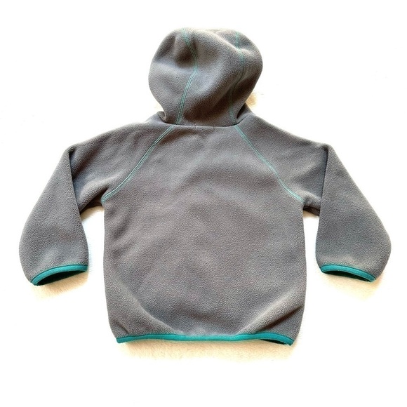 ⭐️ 5 for $25 Grey Fleece Hooded Zipper Jacket Teal Trim Size 110 4-5 Yrs - Picture 2 of 7